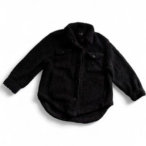 Love Tree Black Sherpa Teddy Shacket Jacket Size Large Soft Fluffy